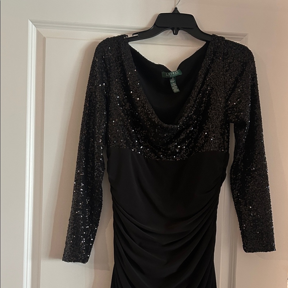 Lauren Ralph Lauren Black Sequin Long Sleeve Dress